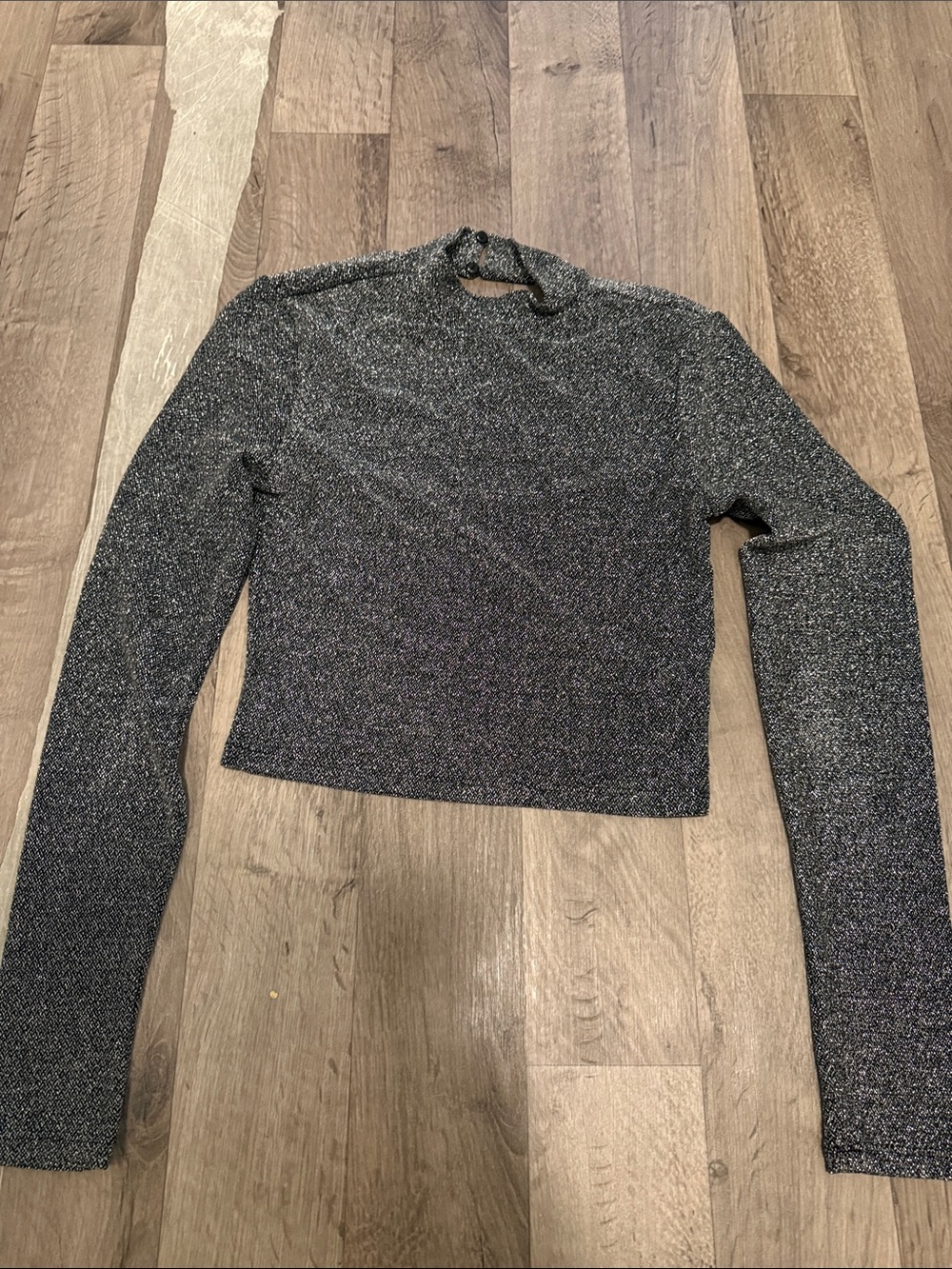 Nike Black Sparkle Long-Sleeve Cropped Top